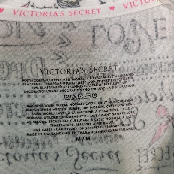Victoria's Secret White & Black All Over Spellout Button Up Sleep Dress Size M - Picture 4 of 4